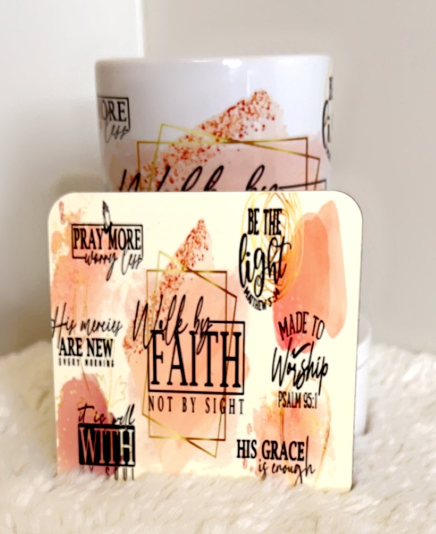 Walk By Faith Not By Sight Mug & Coaster Set