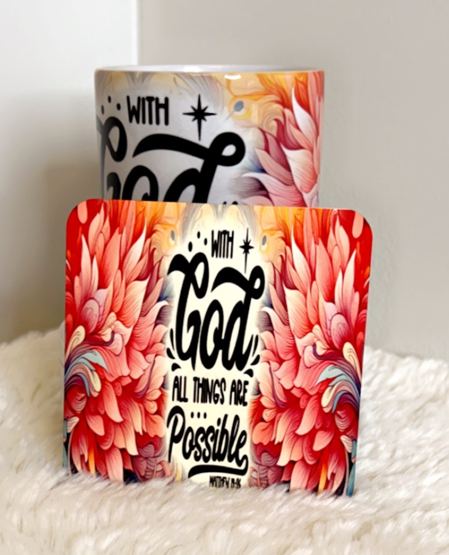 With God All Things Are Possible Mug & Coaster Set